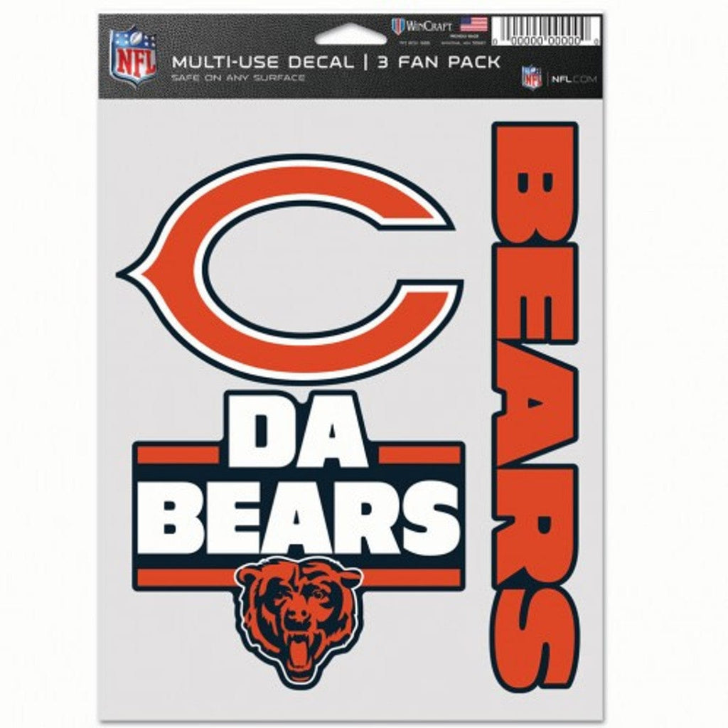 Fan Pack Decals Chicago Bears Decal Multi Use Fan 3 Pack 194166077751