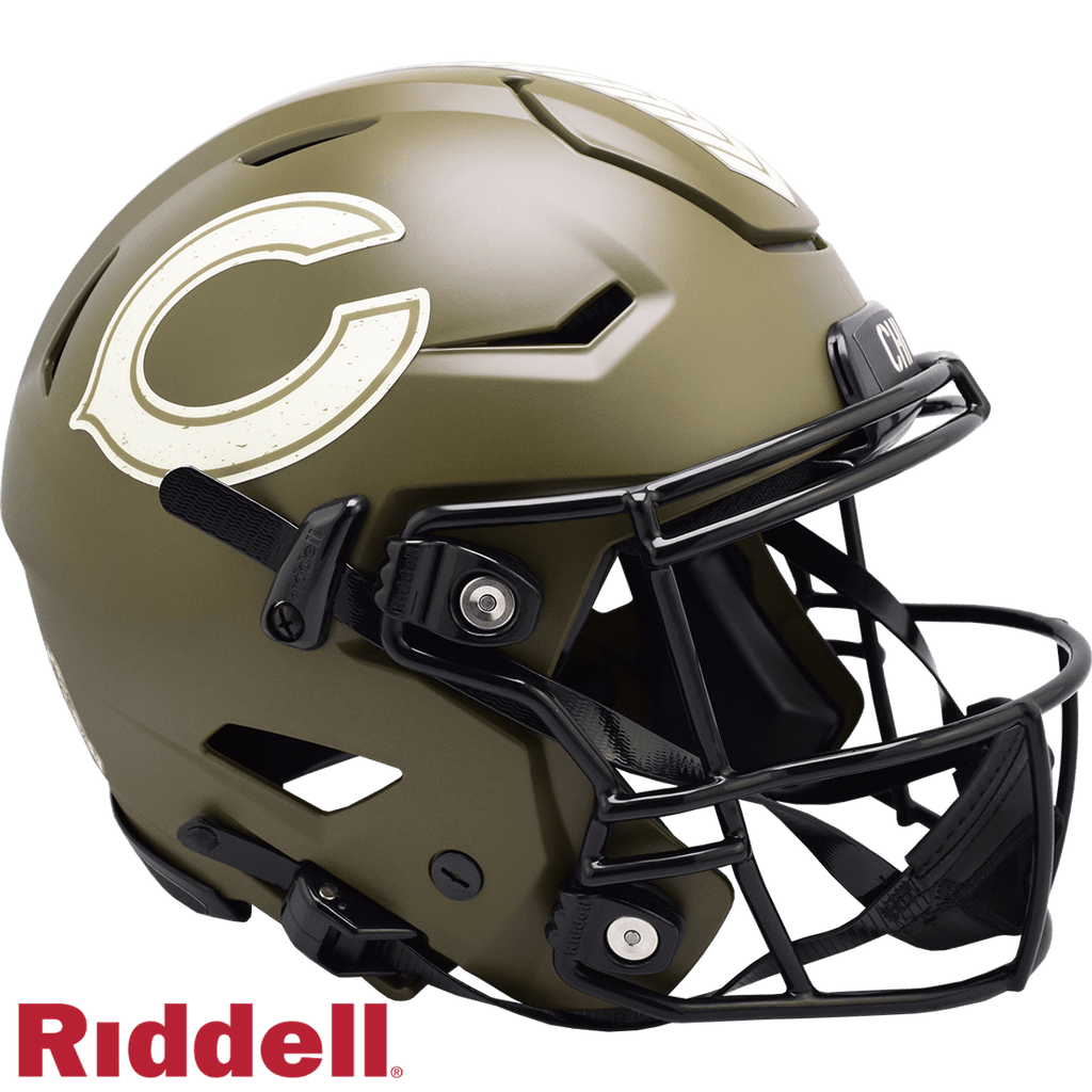 Salute to Service Helmets Chicago Bears Helmet Riddell Authentic Full Size SpeedFlex Style Salute To Service 095855631615