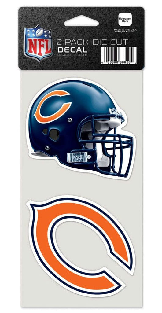 Decal 4x4 Perfect Cut Set of 2 Chicago Bears Set of 2 Die Cut Decals 032085475596