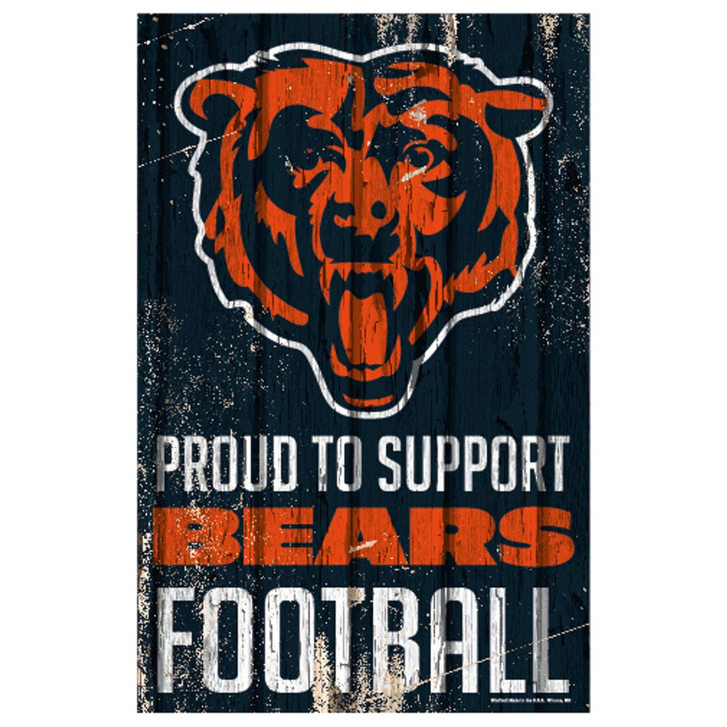 Sign 11x17 Proud To Support Chicago Bears Sign 11x17 Wood Proud to Support Design 032085880819