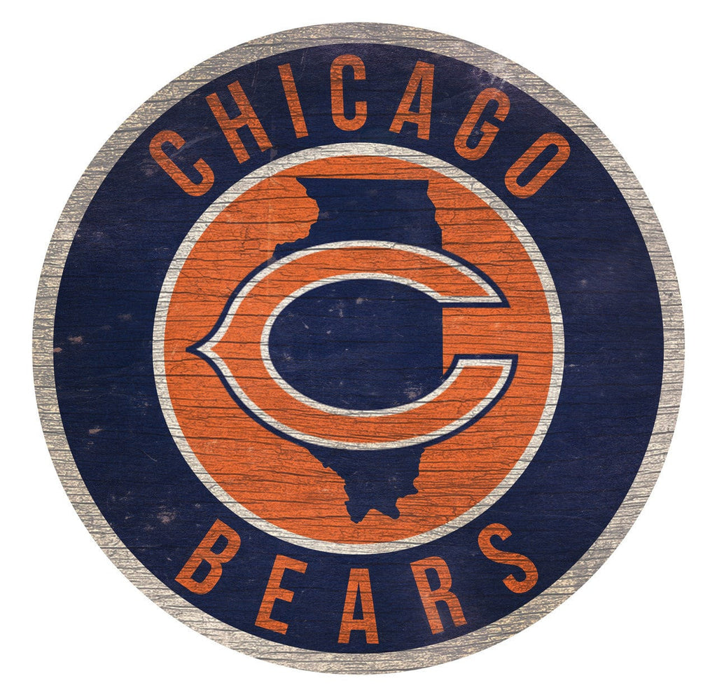 Sign 12 Round State Design Chicago Bears Sign Wood 12 Inch Round State Design 878460202094