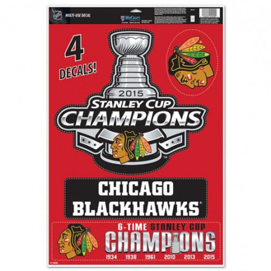 Decal 11x17 Multi Use Chicago Blackhawks Decal 11x17 Ultra - 2015 Champs 032085097316