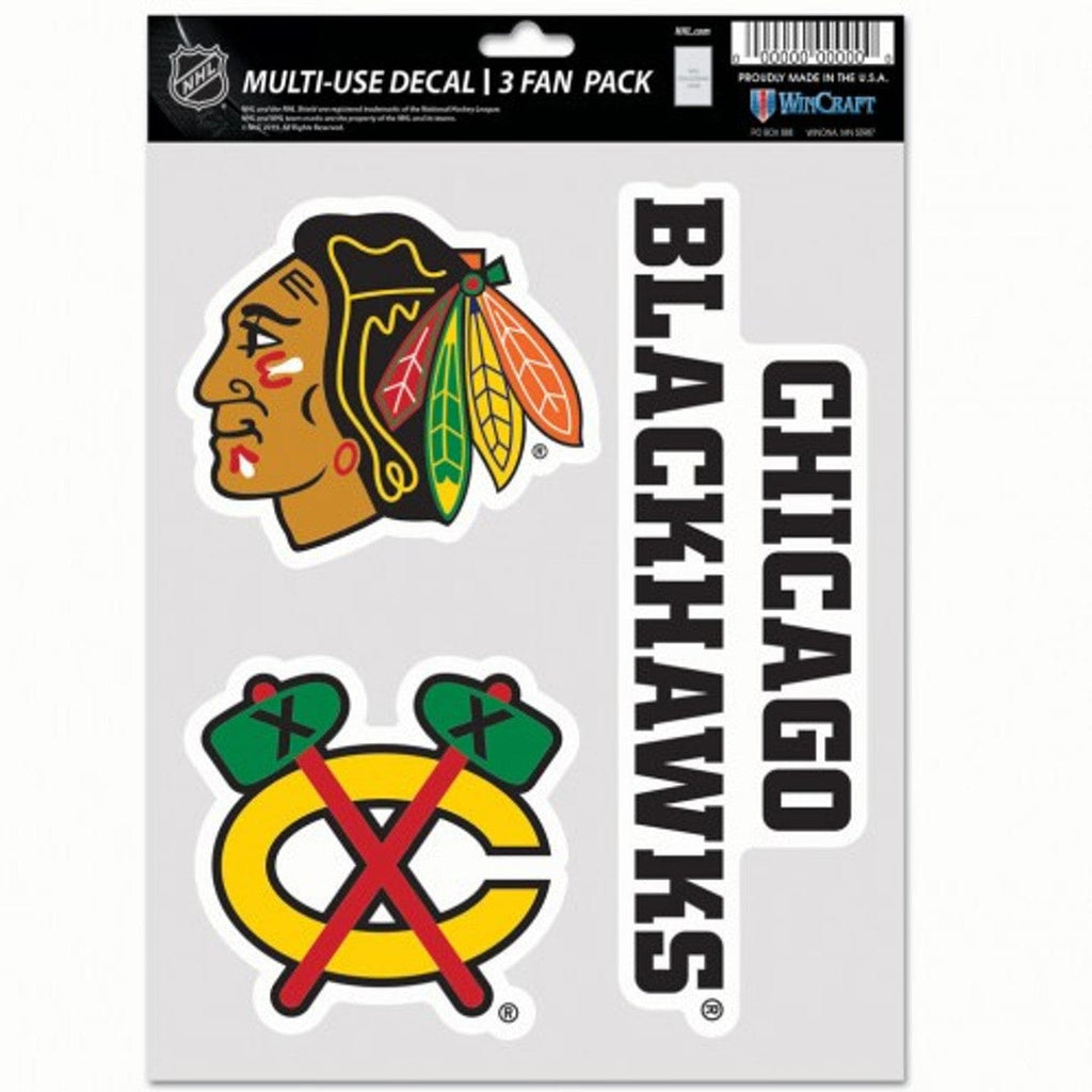 Fan Pack Decals Chicago Blackhawks Decal Multi Use Fan 3 Pack 194166074101