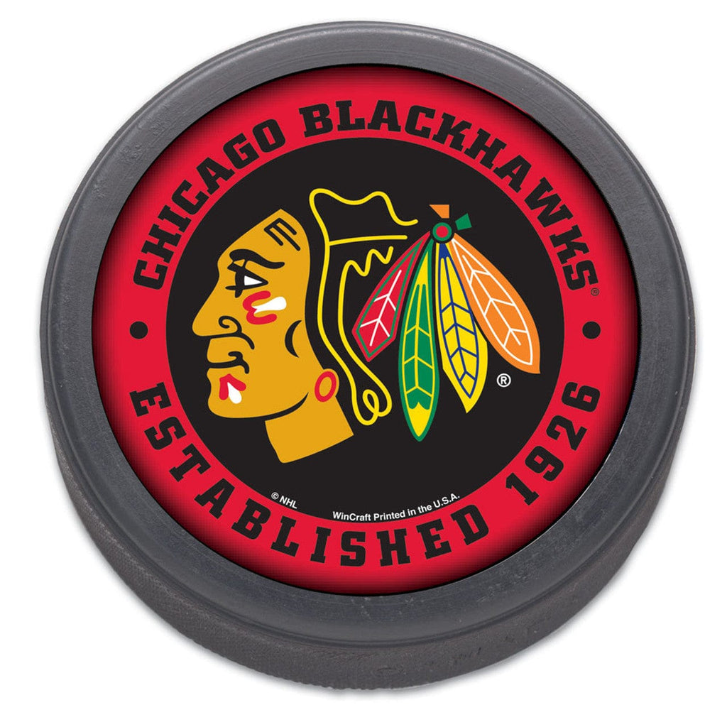 Balls Hockey Puck Chicago Blackhawks Hockey Puck Packaged Est 1926 Design 032085256379