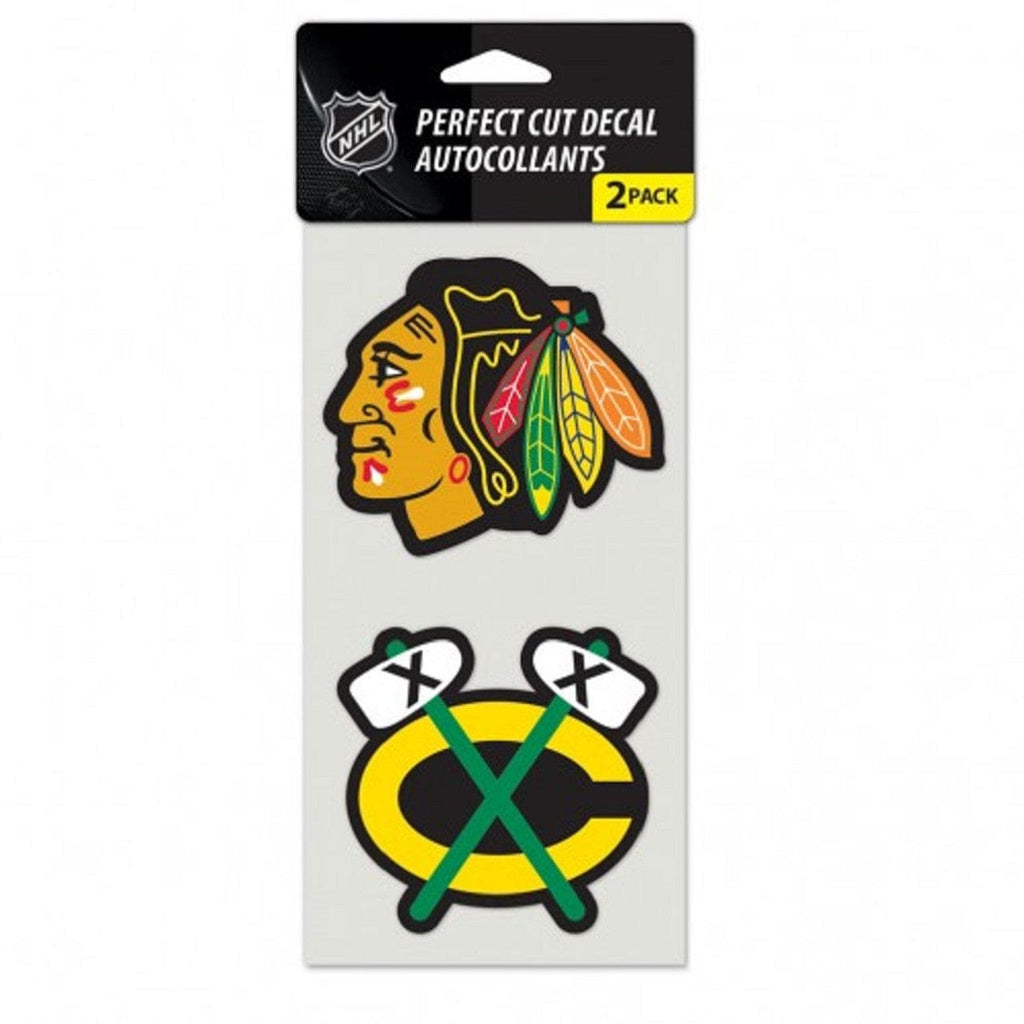 Decal 4x4 Perfect Cut Set of 2 Chicago Blackhawks Set of 2 Die Cut Decals 032085479686