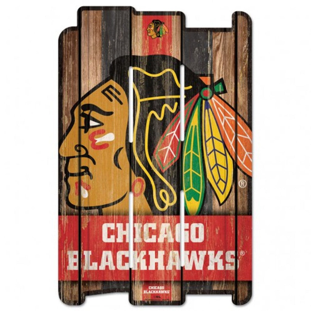 Sign 11x17 Fence Chicago Blackhawks Sign 11x17 Wood Fence Style 032085127785