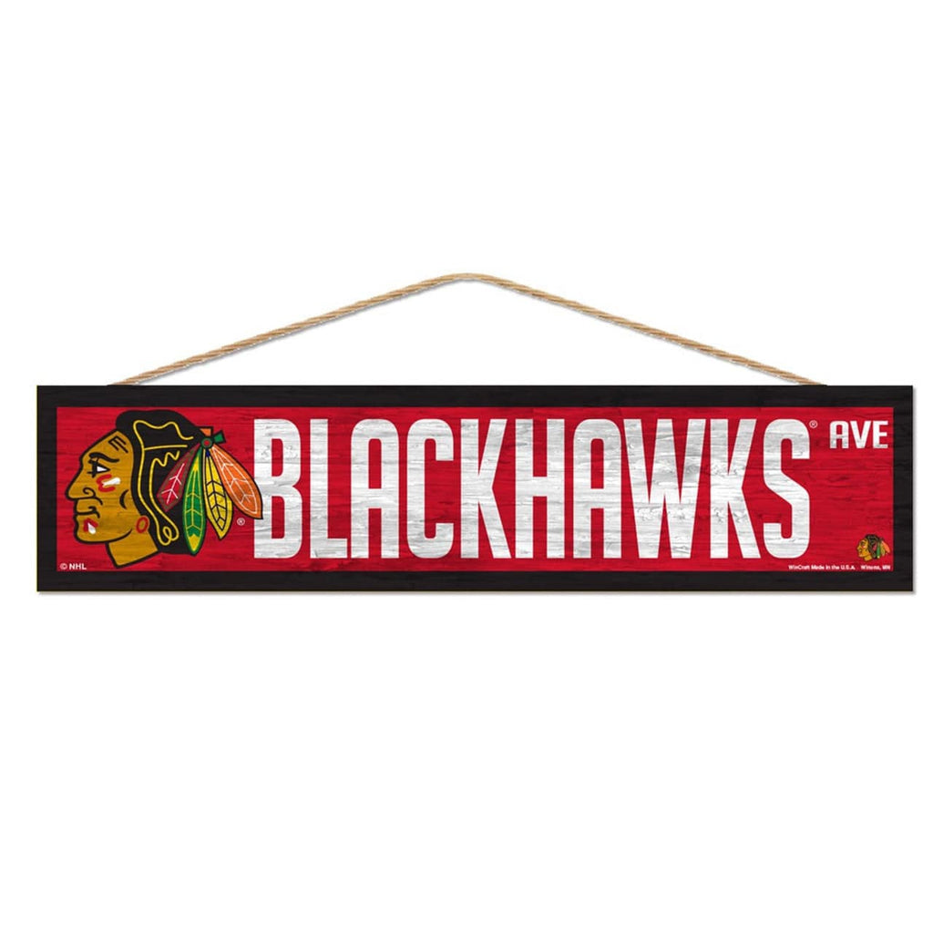 Sign 4x17 Avenue Chicago Blackhawks Sign 4x17 Wood Avenue Design - Special Order 032085942869