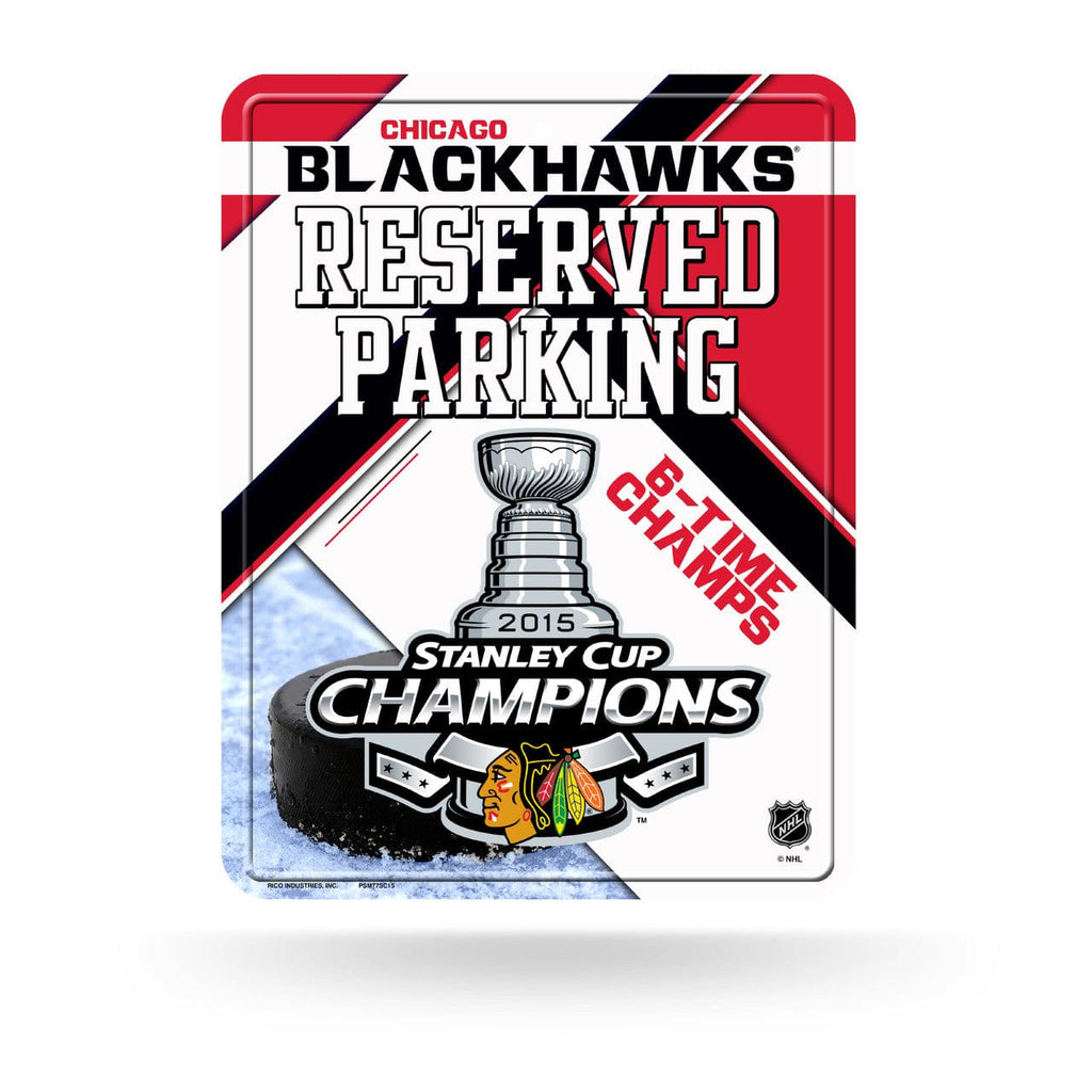 Chicago Blackhawks Chicago Blackhawks Sign Metal Parking 2015 Champs CO 094746887704