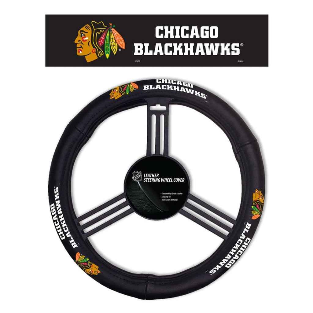 Chicago Blackhawks Chicago Blackhawks Steering Wheel Cover Leather CO 023245881142