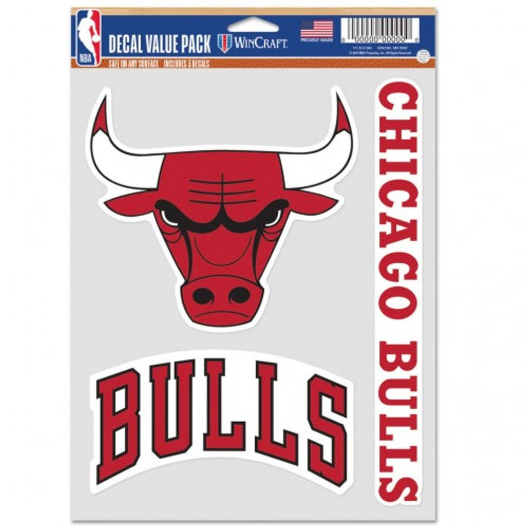 Fan Pack Decals Chicago Bulls Decal Multi Use Fan 3 Pack 194166068551