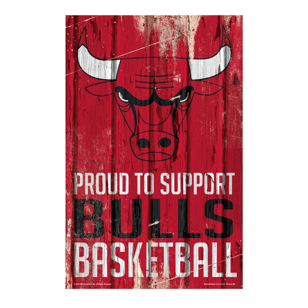 Sign 11x17 Proud To Support Chicago Bulls Sign 11x17 Wood Proud to Support Design 032085943644