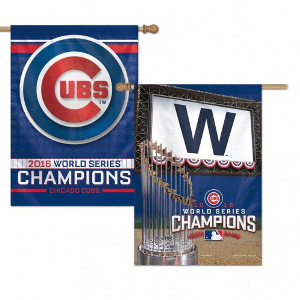 Chicago Cubs Chicago Cubs Banner 28x40 Vertical 2 Sided 2016 World Series Champs Design CO 032085993212