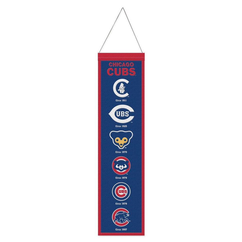 Wool Banners Chicago Cubs Banner Wool 8x32 Heritage Evolution Design 194166476554