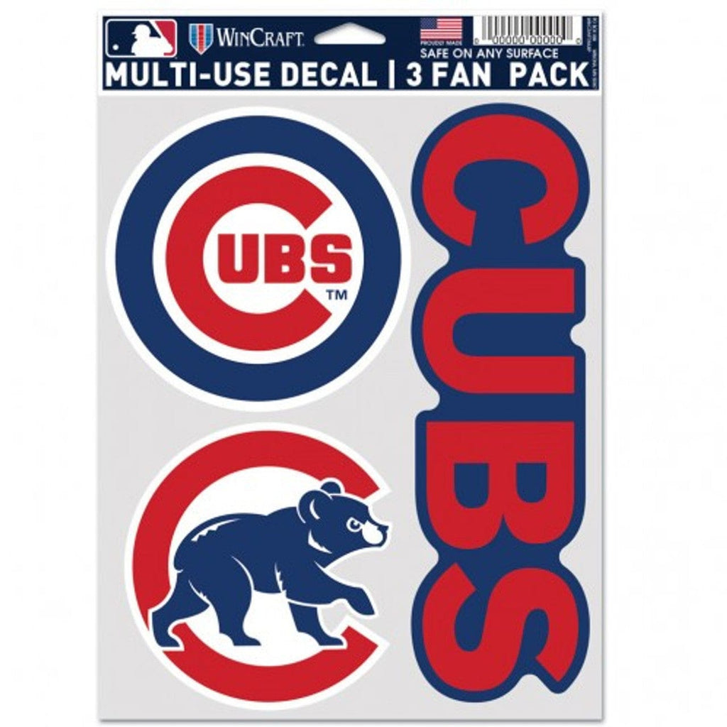 Fan Pack Decals Chicago Cubs Decal Multi Use Fan 3 Pack 194166069251