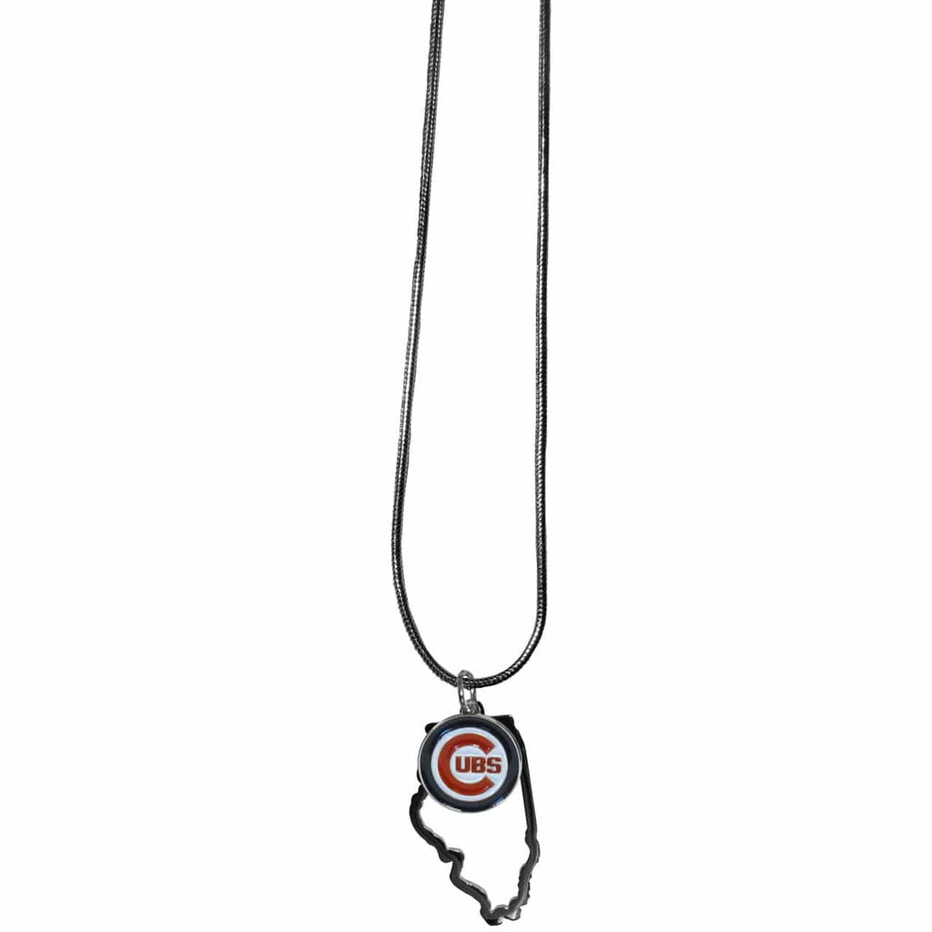 Chicago Cubs Chicago Cubs Necklace Chain with State Shape Charm CO 754603676147