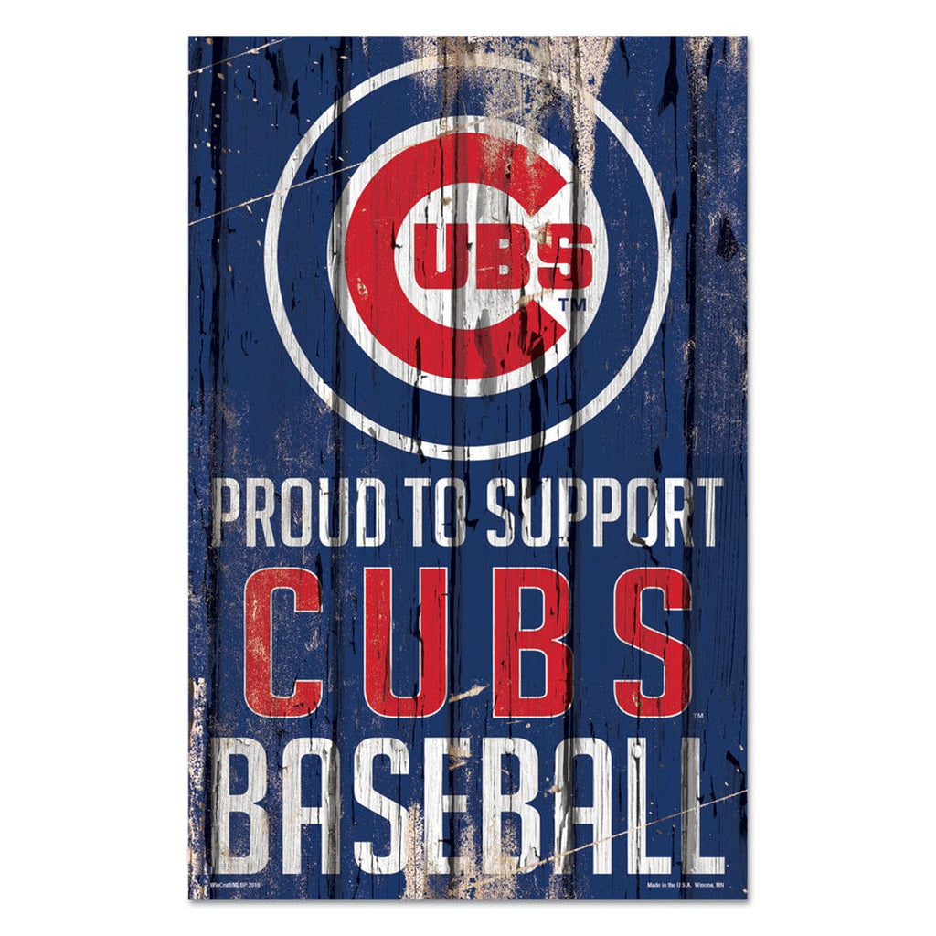 Sign 11x17 Proud To Support Chicago Cubs Sign 11x17 Wood Proud to Support Design 032085464248