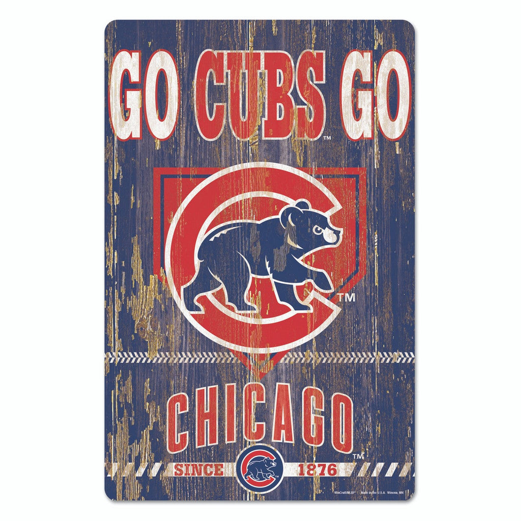 Sign 11x17 Slogan Chicago Cubs Sign 11x17 Wood Slogan Design 032085215499