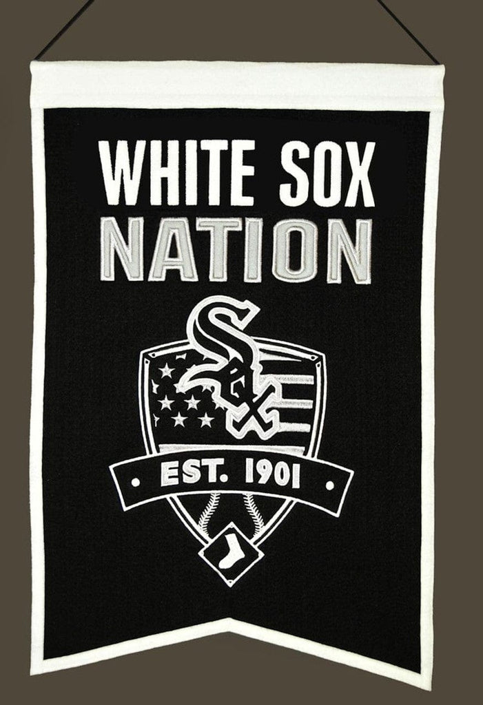 Banner 14x22 Wool Nations Chicago White Sox Banner 14x22 Wool Nations 674088305052
