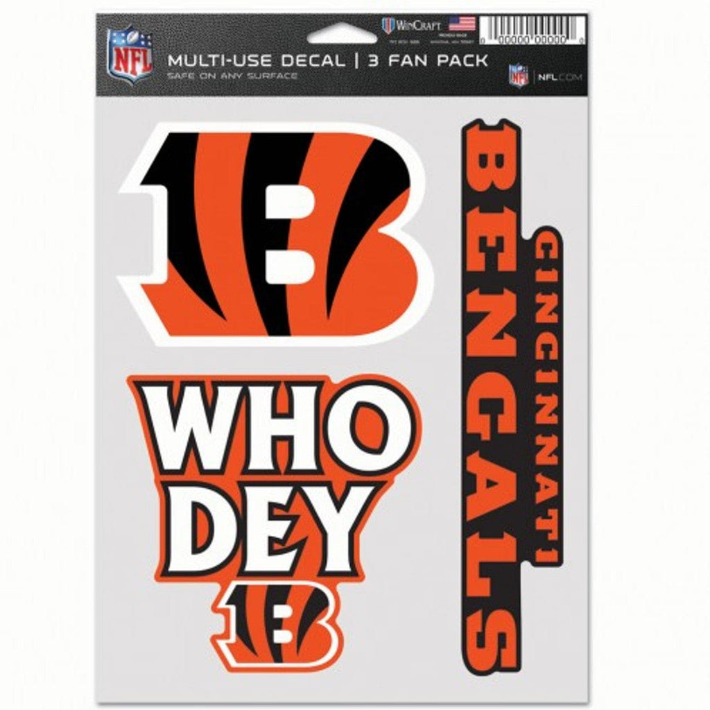 Fan Pack Decals Cincinnati Bengals Decal Multi Use Fan 3 Pack 194166077898