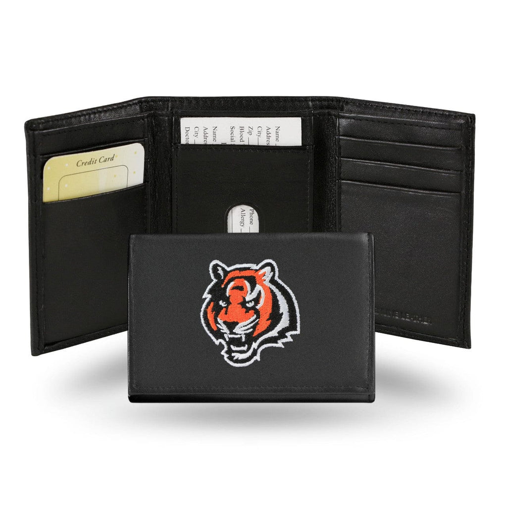 Wallet Leather Trifold Cincinnati Bengals Wallet Trifold Leather Embroidered 024994245049