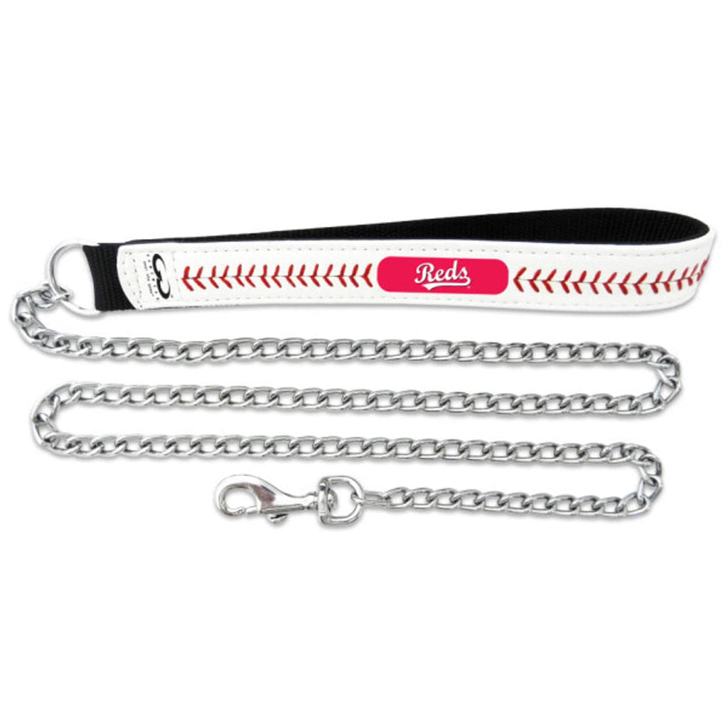 Cincinnati Reds Cincinnati Reds Pet Leash Leather Chain Baseball Size Medium CO 844214055827