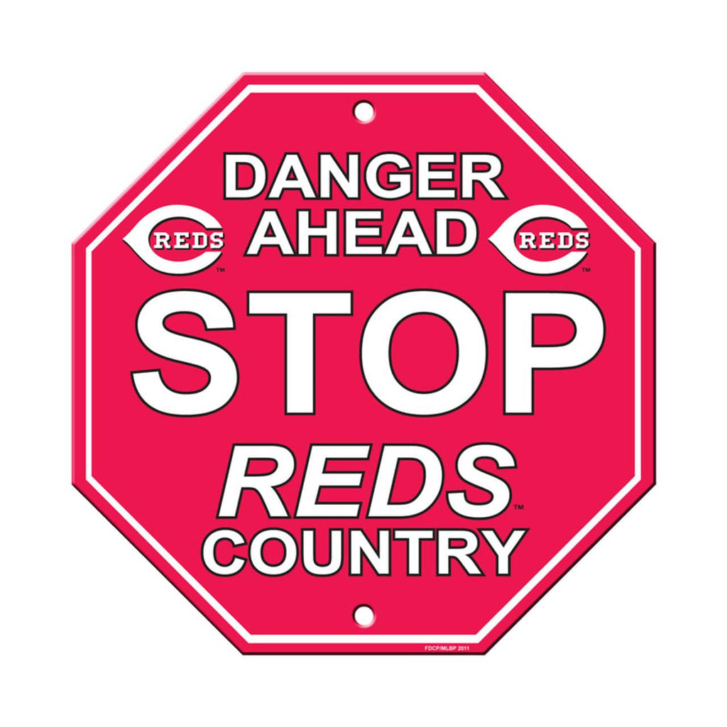 Cincinnati Reds Cincinnati Reds Sign 12x12 Plastic Stop Style CO 023245605175