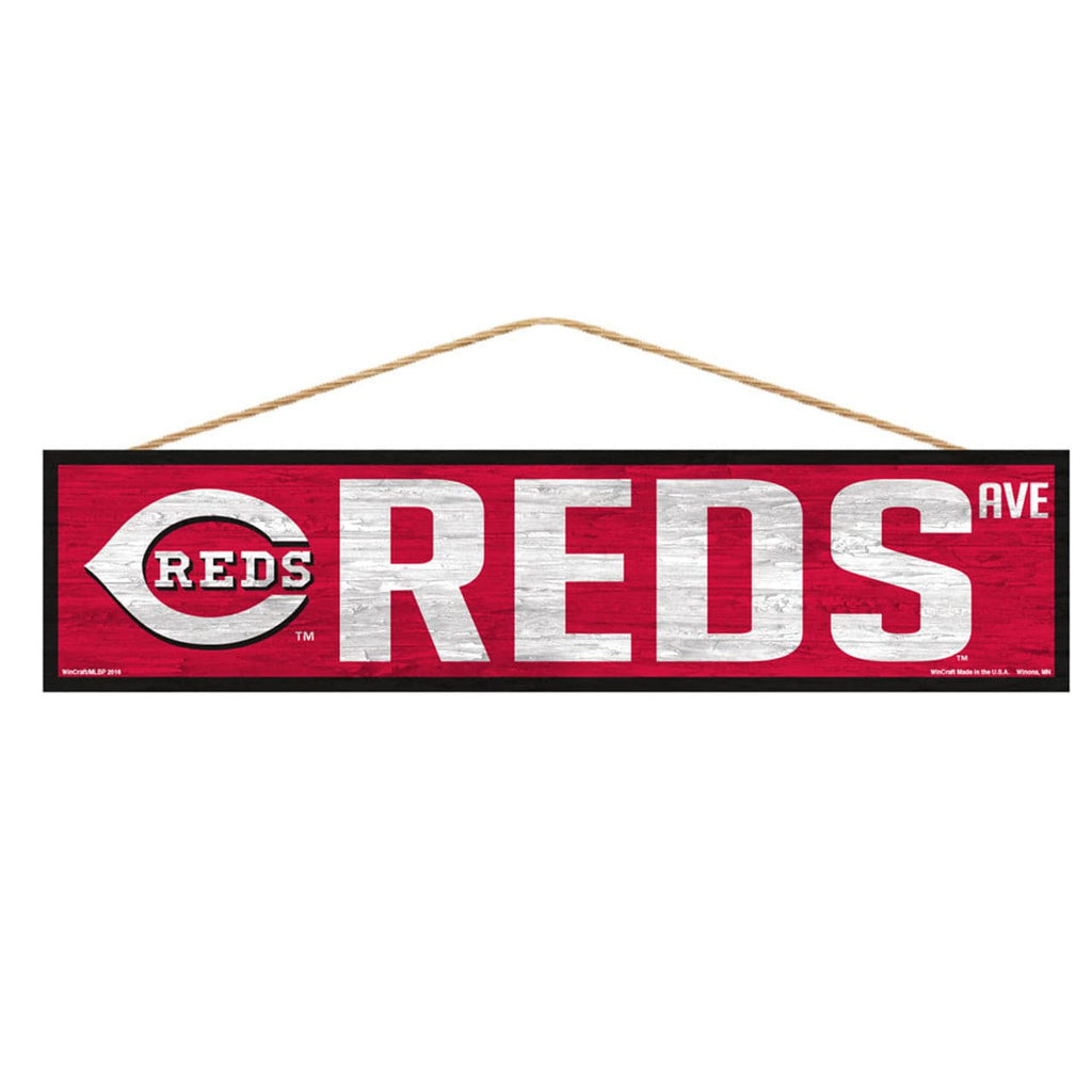Sign 4x17 Avenue Cincinnati Reds Sign 4x17 Wood Avenue Design 032085609182