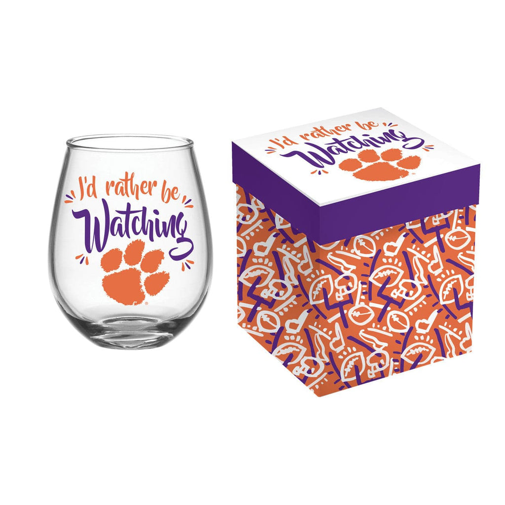 Boxed Stemless Wine Clemson Tigers Glass 17oz Wine Stemless Boxed 801946950691
