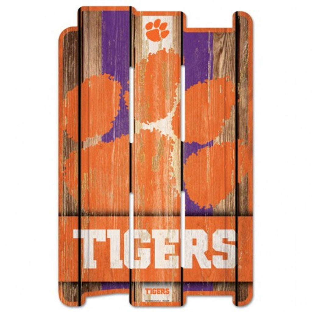 Sign 11x17 Fence Clemson Tigers Sign 11x17 Wood Fence Style 032085199645