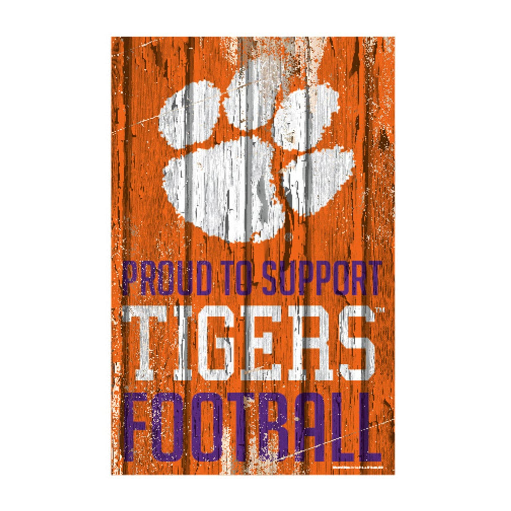 Sign 11x17 Proud To Support Clemson Tigers Sign 11x17 Wood Proud to Support Design - Special Order 032085796042