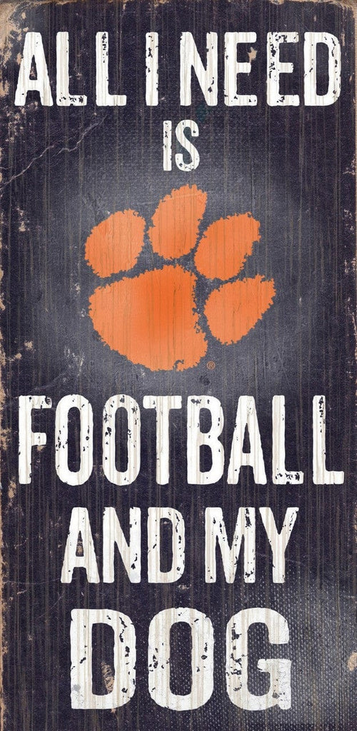 Sign 6x12 Football and Dog Clemson Tigers Wood Sign - Football and Dog 6"x12" 878460038884
