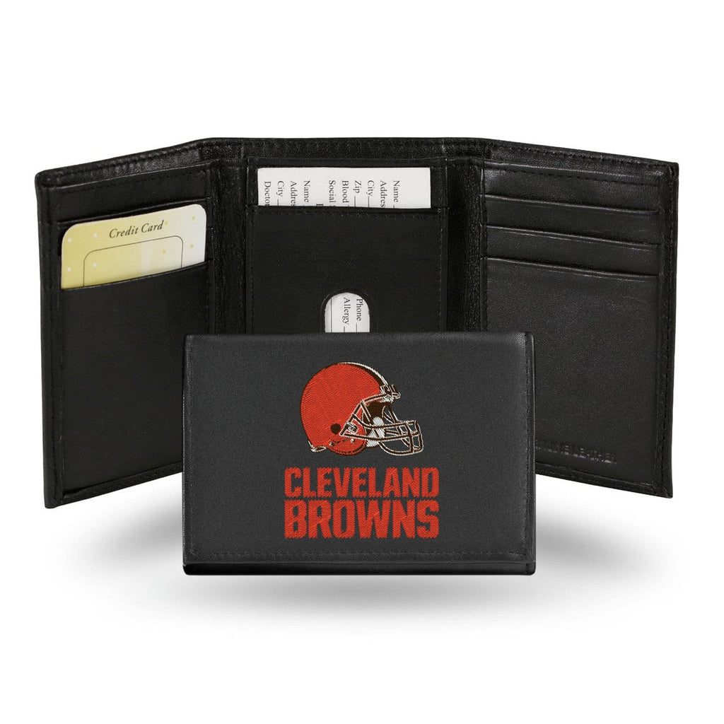 Wallet Leather Trifold Cleveland Browns Wallet Trifold Leather Embroidered 024994245322