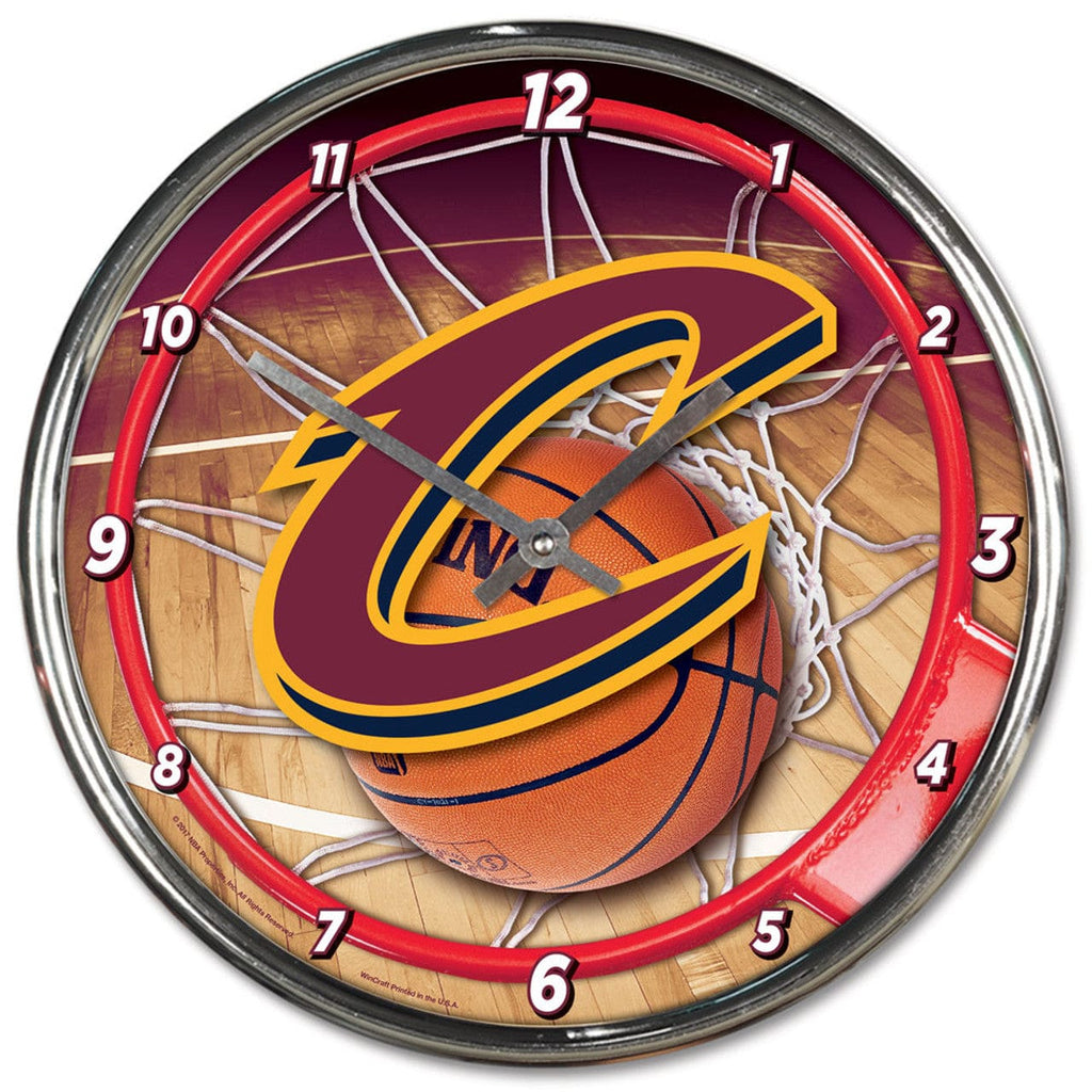 Clock Round Chrome Wall Cleveland Cavaliers Round Chrome Wall Clock 010943274536
