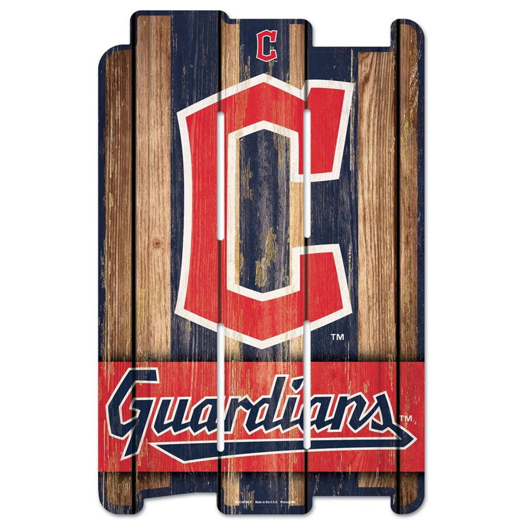 MLB Legacy Teams Cleveland Guardians Sign 11x17 Wood Fence Style 032085018595