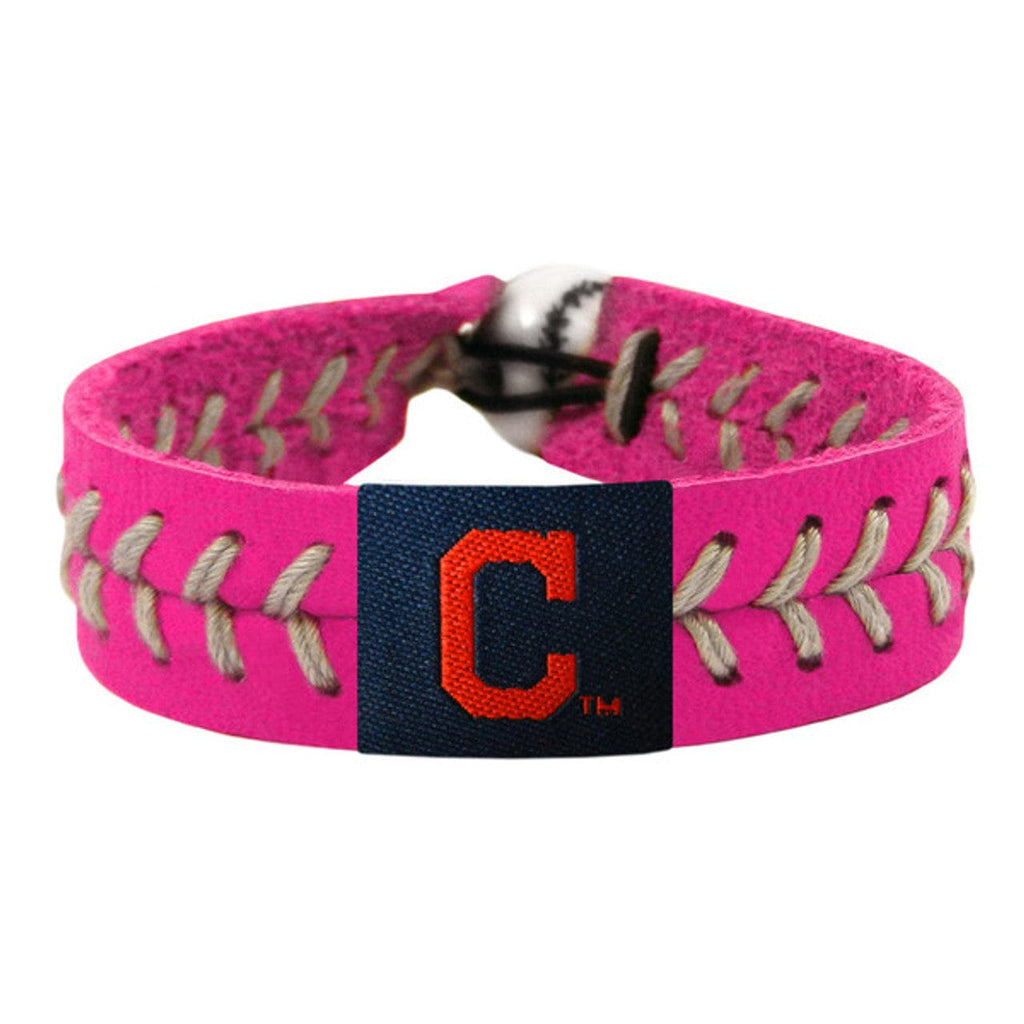 MLB Legacy Teams Cleveland Indians Bracelet Classic Baseball Pink C Logo Silver Thread CO 844214044142