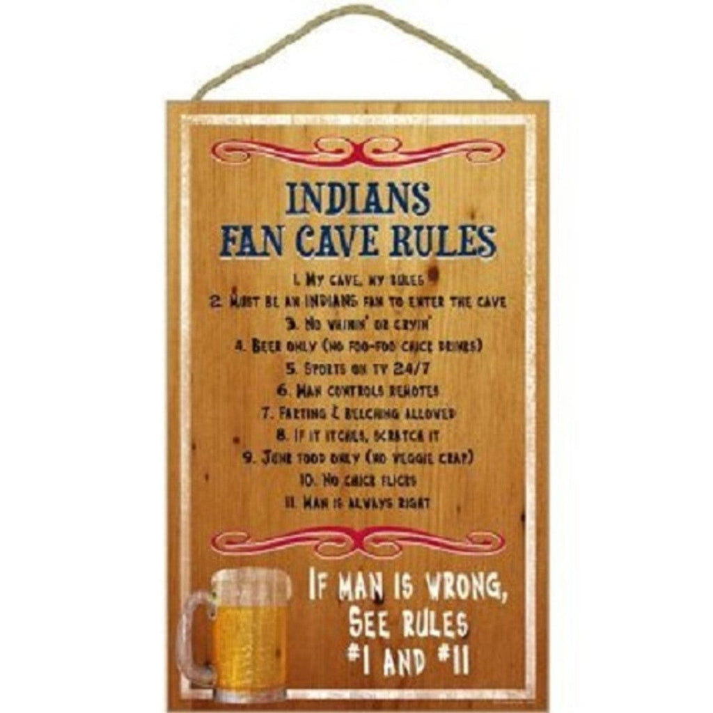 MLB Legacy Teams Cleveland Indians Fan Cave Rules Wood Sign 8764406922