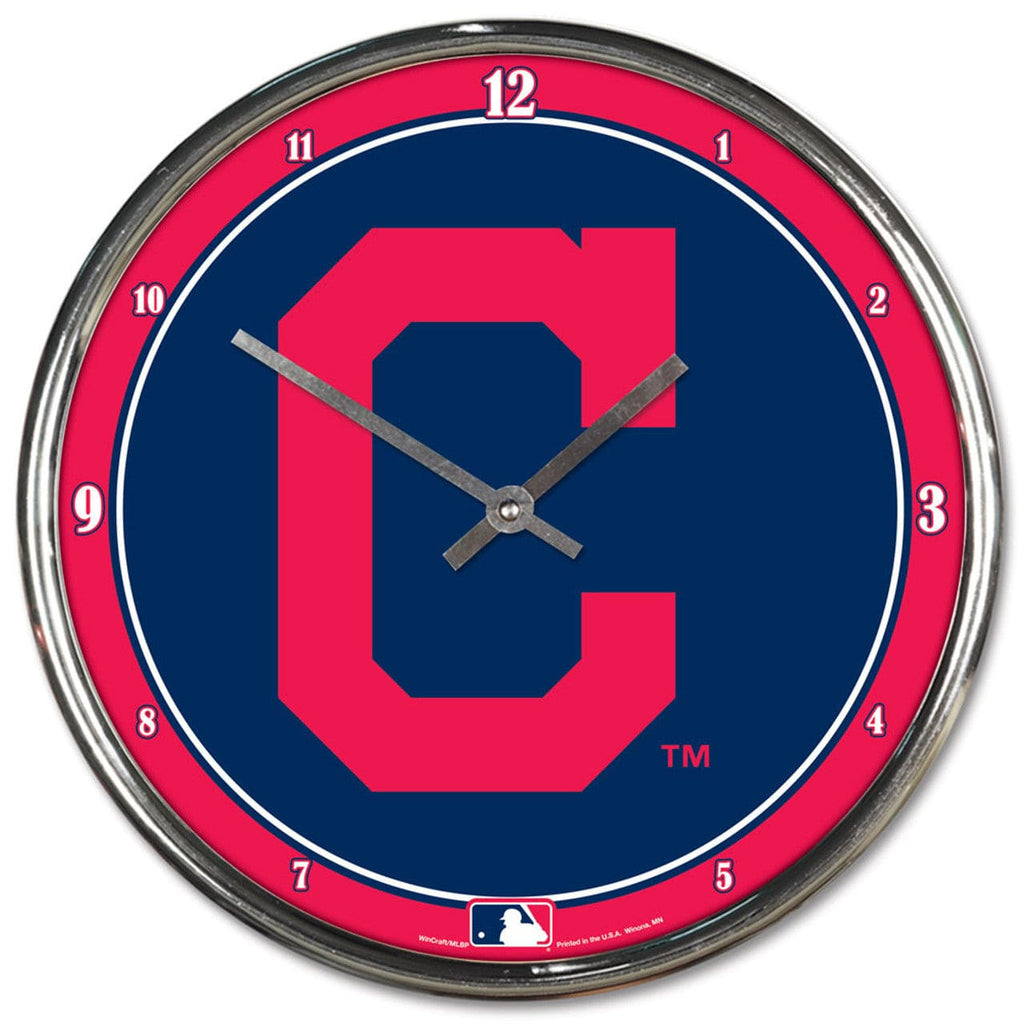 MLB Legacy Teams Cleveland Indians Round Chrome Wall Clock 010943279371