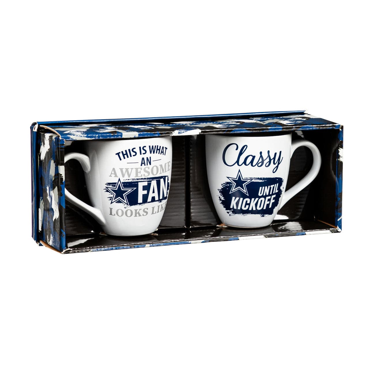 Dallas Cowboys 2 Piece 17oz Ceramic Coffee Mug Set with Gift Box