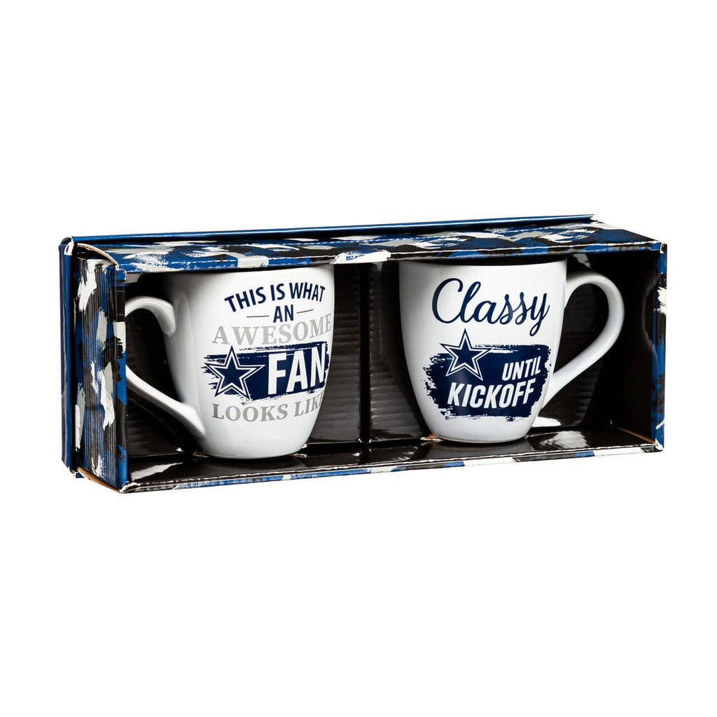 Boxed 17oz 2 Pack Dallas Cowboys Coffee Mug 17oz Ceramic 2 Piece Set with Gift Box 801946261605