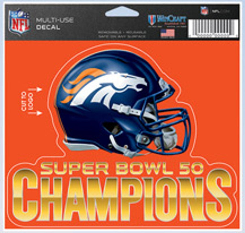 Decal 5x6 Multi Use Color Denver Broncos 5x6 Color Ultra Decal Super Bowl 50 Champion 032085450203