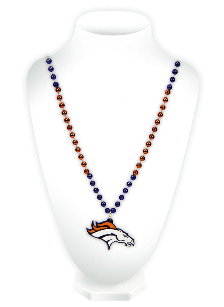 Jewelry Neck Beads Mdln Mardi G Denver Broncos Beads with Medallion Mardi Gras Style 094746543839