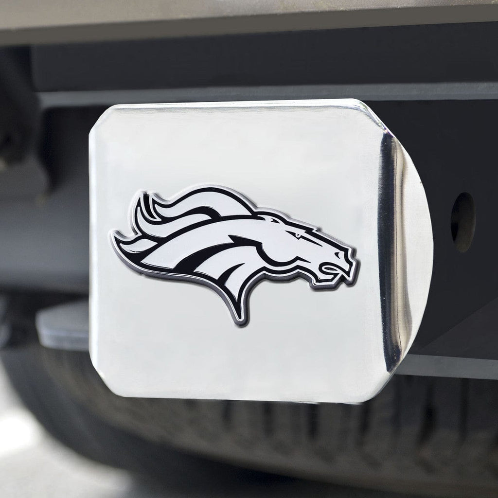 Auto Hitch Covers Denver Broncos Hitch Cover Chrome Emblem on Chrome - Special Order 842989087067
