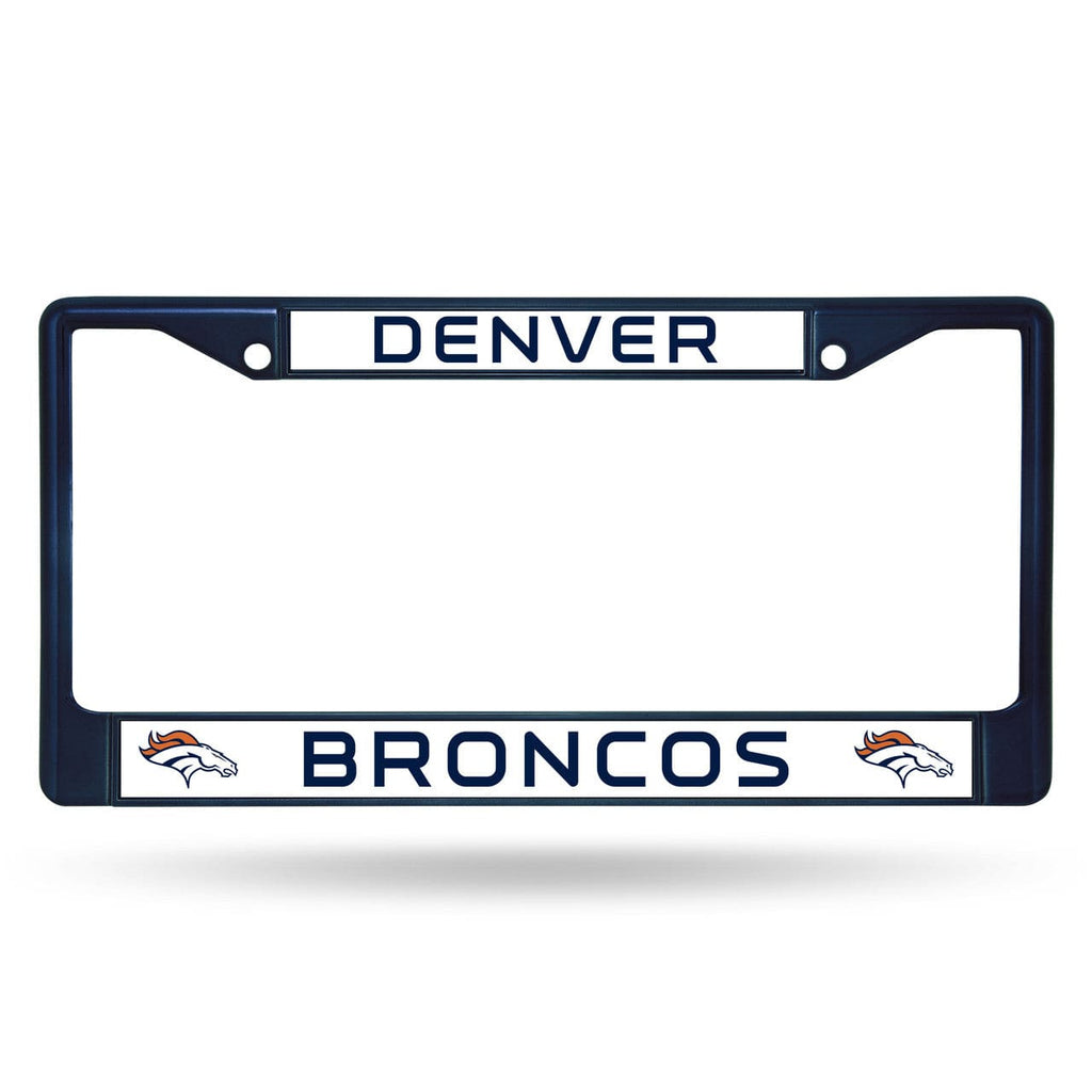 License Frame Metal Denver Broncos License Plate Frame Metal Navy 094746964887