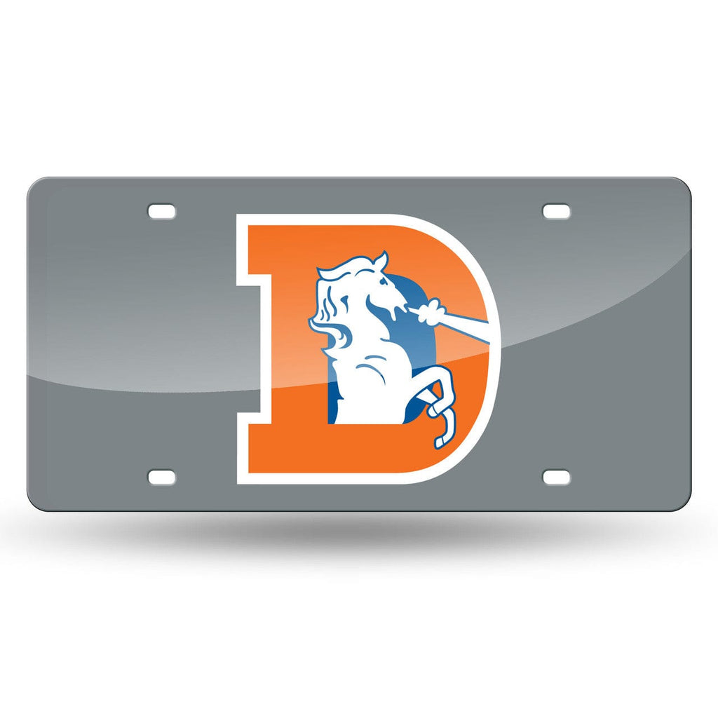 License Plate Laser Cut Denver Broncos License Plate Laser Cut Silver Throwback Logo 094746440473