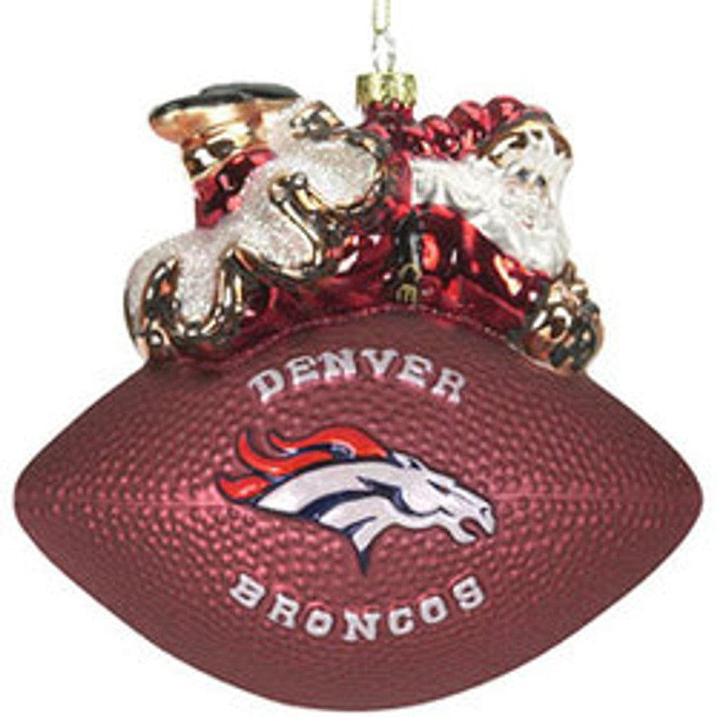 Denver Broncos Denver Broncos Ornament 5 1/2 Inch Peggy Abrams Glass Football CO 801946188988