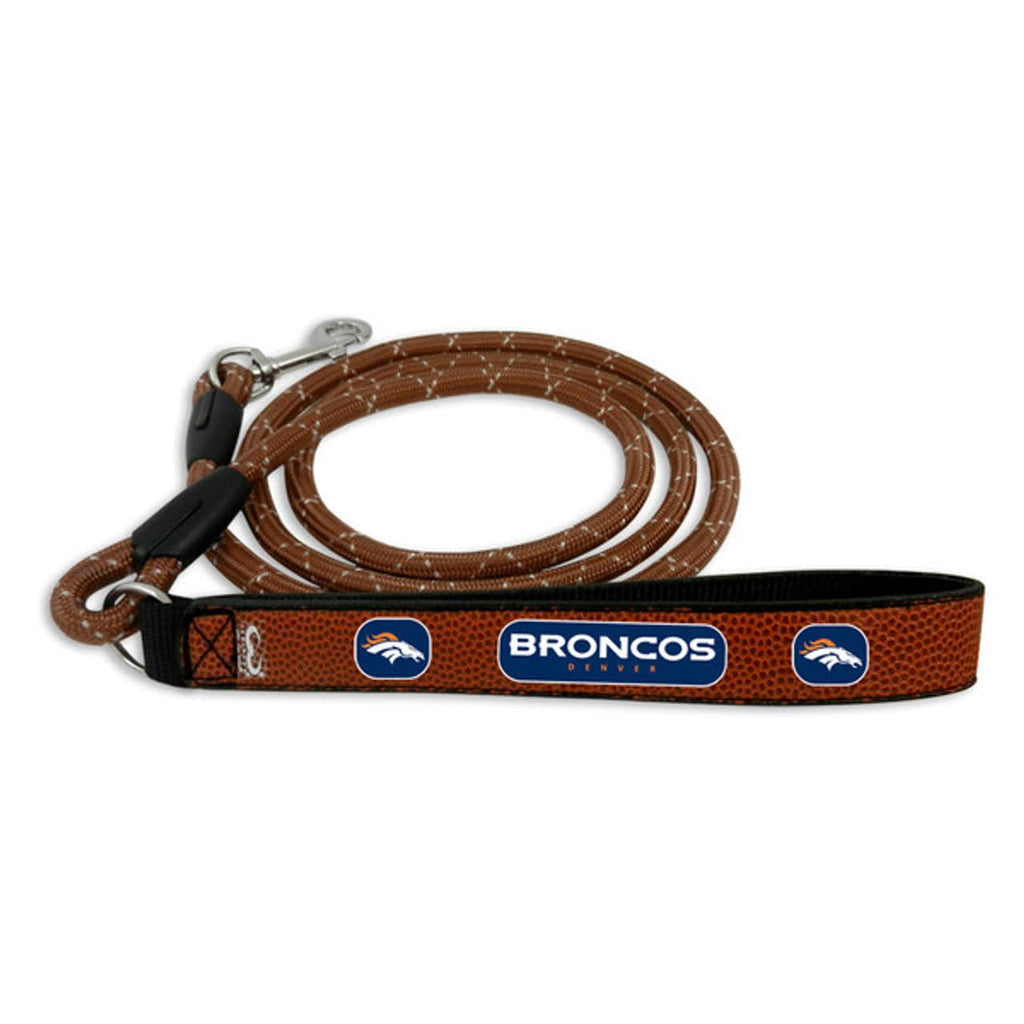 Denver Broncos Denver Broncos Pet Leash Leather Frozen Rope Football Size Medium CO 814428020751