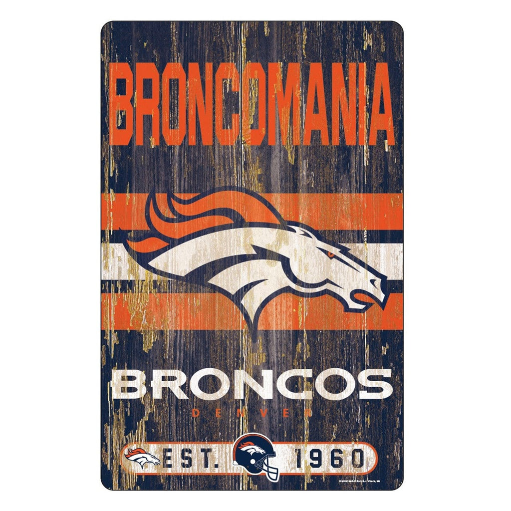 Sign 11x17 Slogan Denver Broncos Sign 11x17 Wood Slogan Design 032085618504