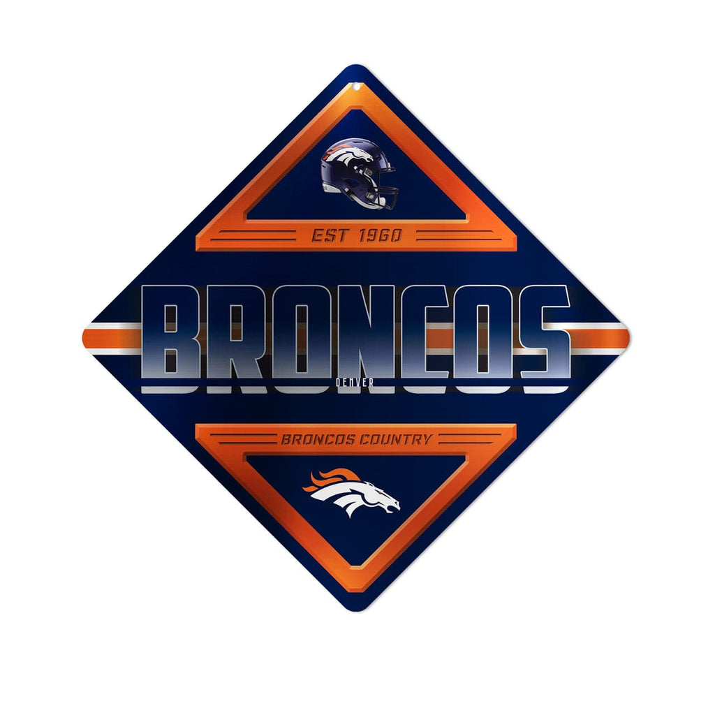 Sign 12x12 Metal Denver Broncos Sign Metal Diamond Shape 611407462263