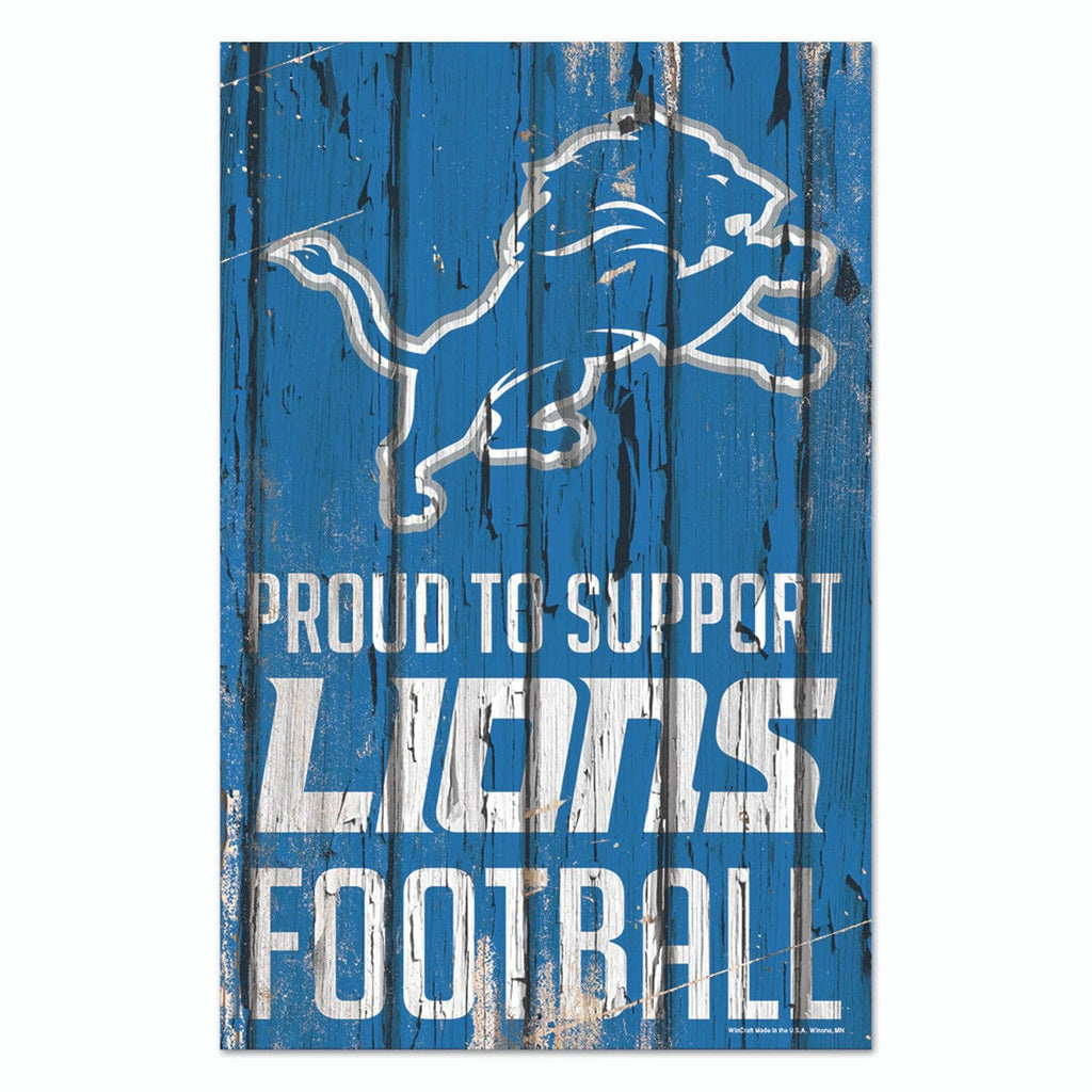 Sign 11x17 Proud To Support Detroit Lions Sign 11x17 Wood Proud to Support Design 032085880949