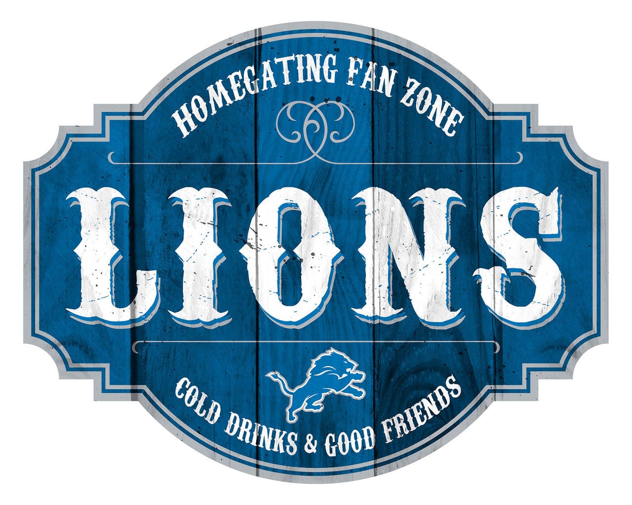 Detroit Lions Sign Wood 12 inch Homegating Tavern - Fan Creations